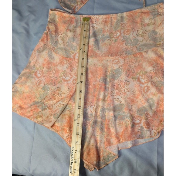 See You Monday Orange Asymmetrical Ruched Paisley Blouse & Skirt Set Size XL NWT - Picture 9 of 9